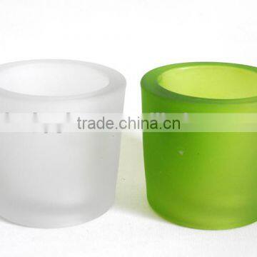 Stocked glass colored candle holders with no lid