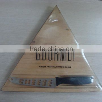 1piece cheese knife set with triangle cutting board in pvc box