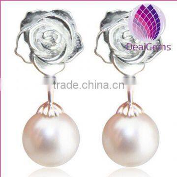 2015 lady 925 sterling silver freshwater AAA 8-9mm pearl earring