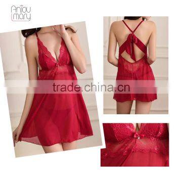 Wholesales mature woman mesh sexy hot sheer night dress lingerie