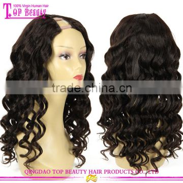 Qingdao Top Beauty Hair Factory Wholesale 7a Grade Human Hair U Part Wig White Women Lace Wigs