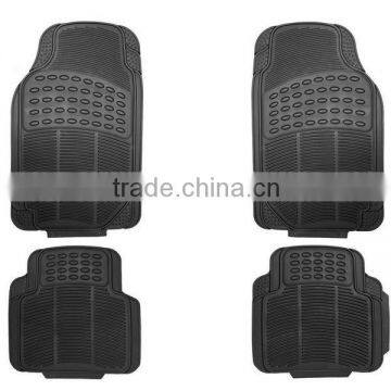 Front & Rear Car Truck SUV Premium Rubber Floor Mats - Black