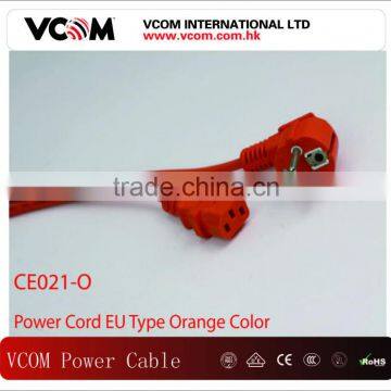 High Quality Orange Color EU Type Power Cord