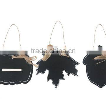 Wooden chook blackboard hanging ornaments with linen butterfly knot memo board hanging decoration for home decorative or promoti