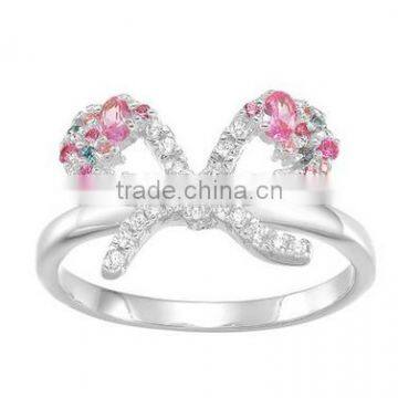 Ribbon Bow Rings HY Womens Fashion and Sparkling Ribbon Bow Cubic Zirconia Rings