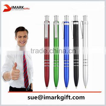 popular hotel pen promotional plastic ball pen with metal clips