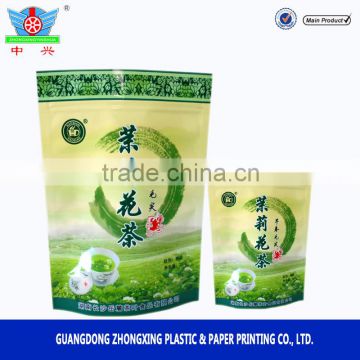 OEM customized high barrier resealable organic green tea bag package with zipper