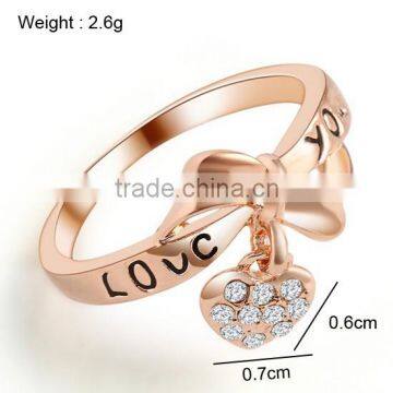 O rings jewelly fashion crystal heart love letter ring