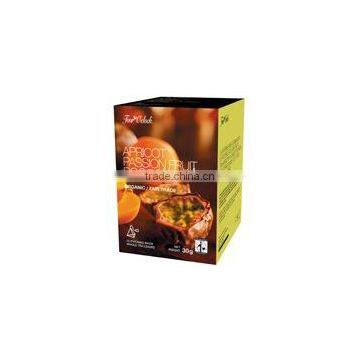 Apricot Passion Fruit Rooibos Organic tea in pyramidal teabags