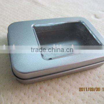 Rectangular Silver Tin Box for Watch