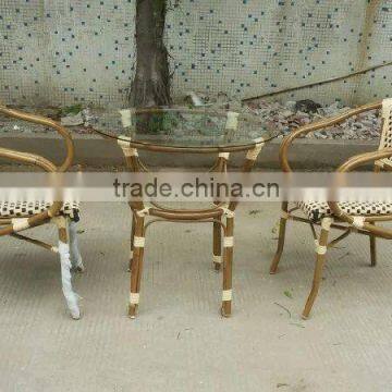 YH-5037 Aluminum and Rattan Material Bamboo Look Dining Table and Chairs photo-2
