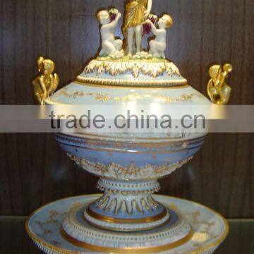 Royal Design Gilt Bronze Mounted Soup Container With Serving Tray, Hand Painted Bone China Dinnerware, Home Decorative Soup Pot photo-4