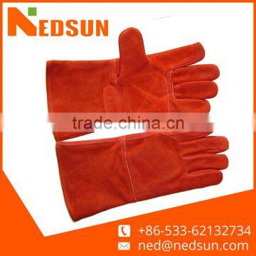 Protective double palm 14'' leather welding gloves