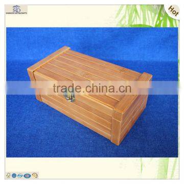 single space rectangle lock hinged bamboo wooden box