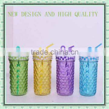 New 550ml Glass Juice Jar With Strip Straws photo-3