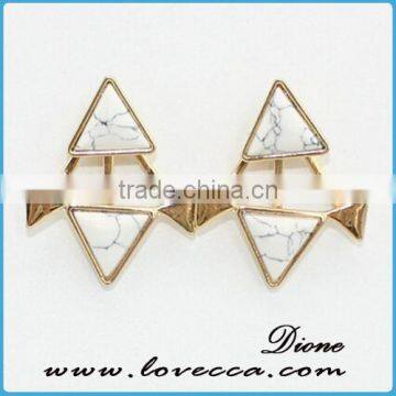 Fashion Women Green Turquoise Earrings Double Side Stud Earrings Jewelry photo-4