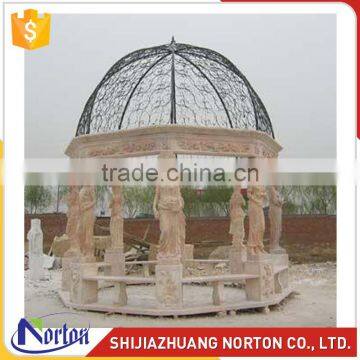 Europen carved ladys white marble gazebo for decoration NTGM-008LI