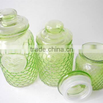 Round Home Basis Honeycomb Glass Canisters With Glass Lid photo-2