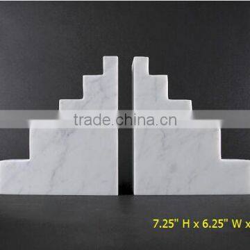 Desktop Deco Wholesale Carrara Marble Bookends Office Decor Book Stand photo-2