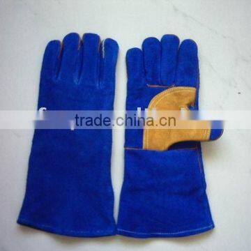 Dark blue safety cow grain leather welding gloves for working