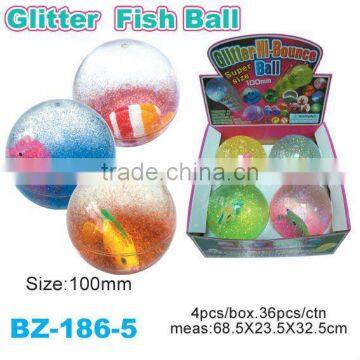 45mm TPU Water Glitter Bouncing Ball With Fish