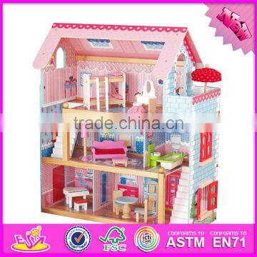 2017 New products lovely children wooden dollhouse kits W06A100