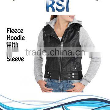 Men Fleece Hoodie Font Patchwork/winter Long Sleeve Leather Men Fleece Hoodies
