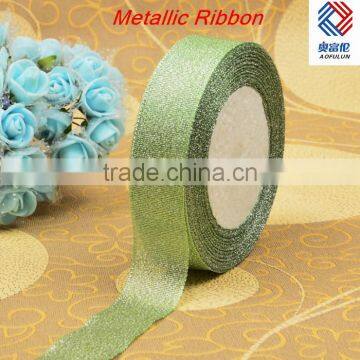 factory sale custom light green metallic ribbon