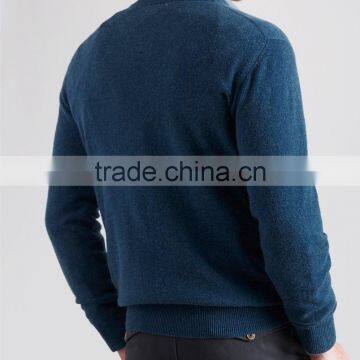 High Quality Men's V-neck Cashmere Sweater Blue (BKNM14) photo-2