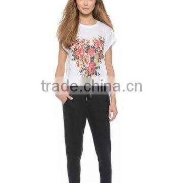 Fashion cultivate one's morality Button placket sweatpants with rib bottom and elastic waistline