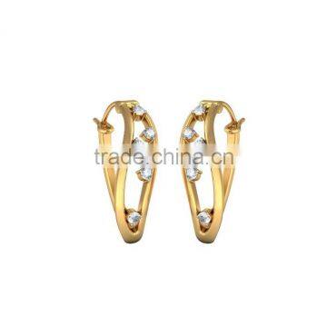 18K gold plated latest designs zirconia hoop earrings