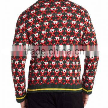 Santa Claus Pattern Ribbed Trim Pattern Men Pullover Christmas Sweater photo-2