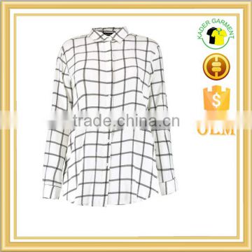 black white plaid shirt women cool blouse long sleeve shirt for woman