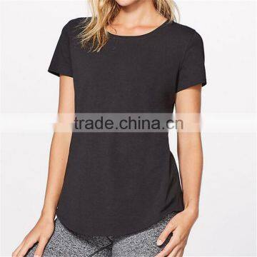 Blank Ladies Curved Hem 100% Brushed Cotton Lycra T-shirt photo-2