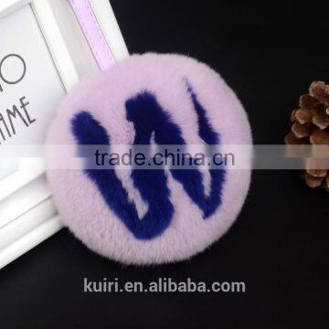 Selling English Letters Design Rex Rabbit/fox Fur Pom Pom Keychain photo-6