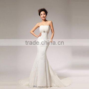 Sexy backless spaghetti straps lace wedding dress fishtail