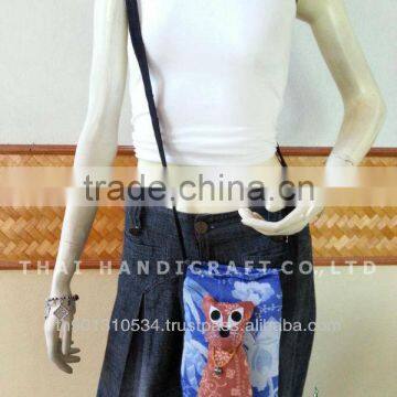 Thai Handmade shoulder bag Patchwork Fabric Cat Design