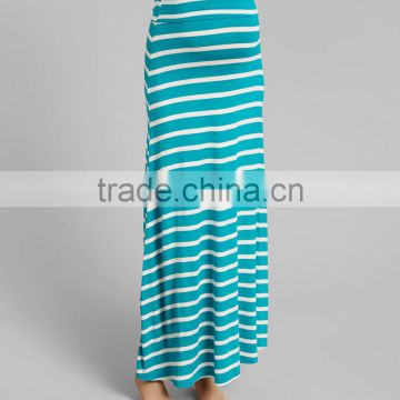 Hot Sale Maternity Skirt With Jade Stripe Over-Belly Maternity Maxi Skirt Soft Women Clothes WD80817-10