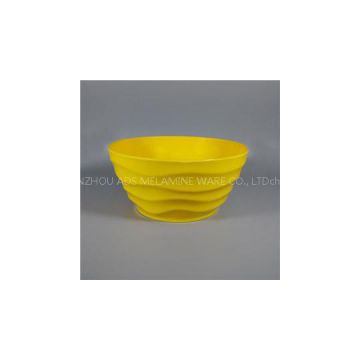 8.5inch Yellow Color Round Melamine Wave Soup Noodle Serving Bowl