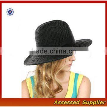 ZT-112/Custom High Quality Solid Color Band Braided Panama Fedora Sun Hat