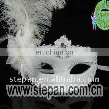 Ostrich Hair White Princess Venice Carnival Mask For Kids/Adults TZ-B18