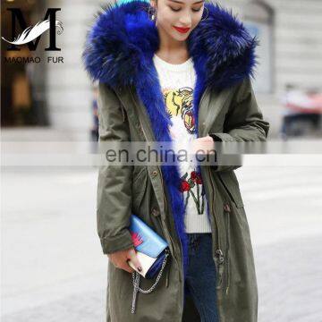 2016 Fashion Camouflage Fox Fur Parka Coat With Big Szie Raccoon Fur Clloar Winter Jackets For Ladies photo-4