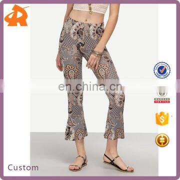 High Quality Custom Pants Wholesale Multicolor Tribal Print Flare Trousers New Style