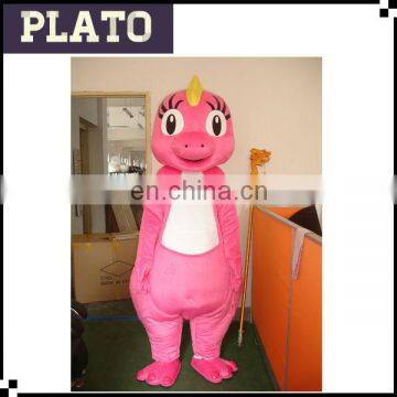 Large size fancy dress pink dinosaur mascot costume for adults