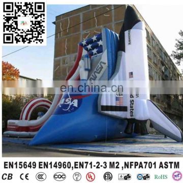 New space rocket inflatable slide for kids, inflatable airplane slide for fun