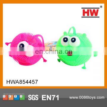 Funny flashing smile fluffy ball 5 inch 12pcs/box flashing puffer ball