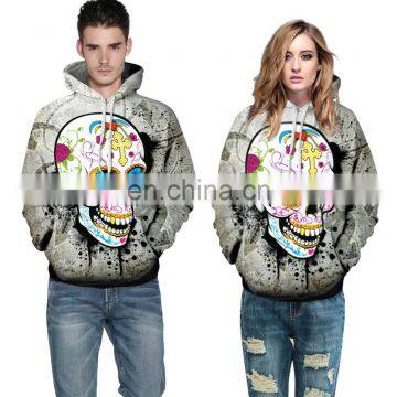 Unisex 3D Artistic Skull Printed Hooded Sweater Sweatshirt