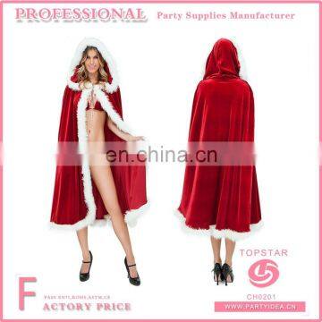 Deluxe Red Mrs Santa Claus Christmas Hooded Cape girl costume