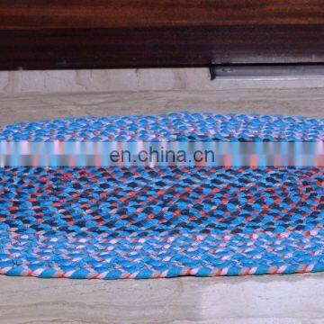 Indian Handmade Braided Door Mat Ethnic Embroidered Multicolored Floor Mat Carpet photo-2