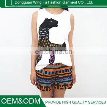 China Alibaba Wholesale Casual Panther printed Short Sleeve Shorts